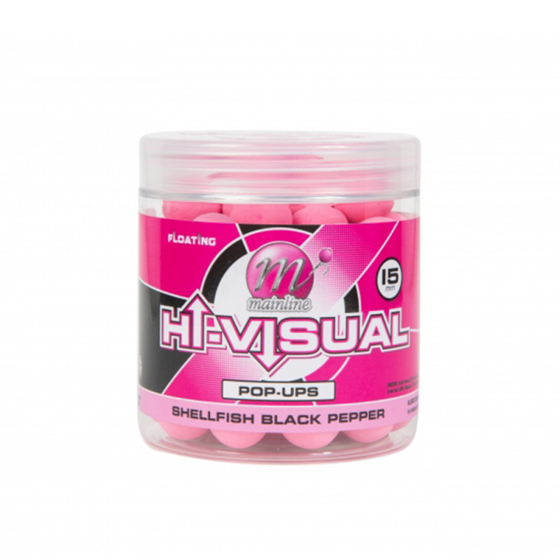 Mainline Hi-Visual 15mm SHELFISH BLACK PEPPER Pop-Up 250ml