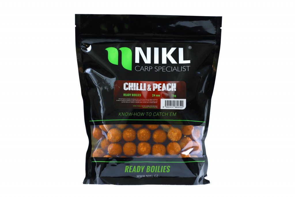 Hotové boilie CHILLI & PEACH 1KG, Veľkosť: 24mm 3kg